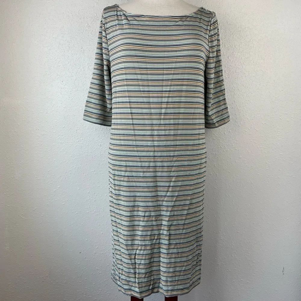 Vintage 3-D Striped Stretch Dress Size M EUC